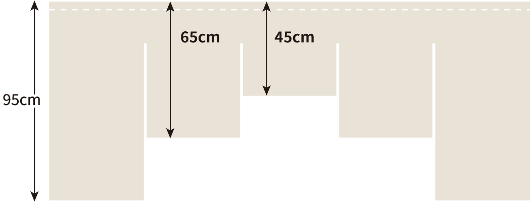 三つ割れのれん丈変更