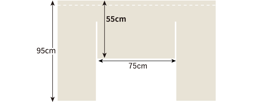 三つ割れのれん丈と幅変更